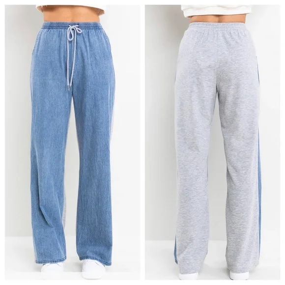 42 Contrast Denim Straight Long Leg Pants - Picture 4 of 5